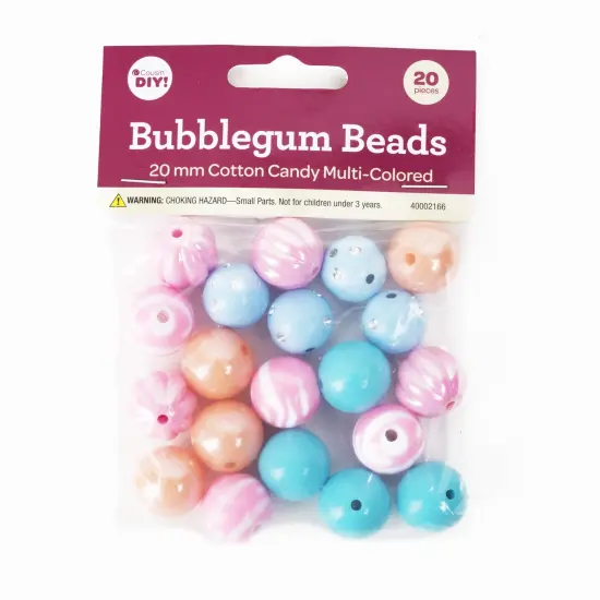 CousinDIY Bubblegum Bead 20mm 20/Pkg-Cotton Candy {1}