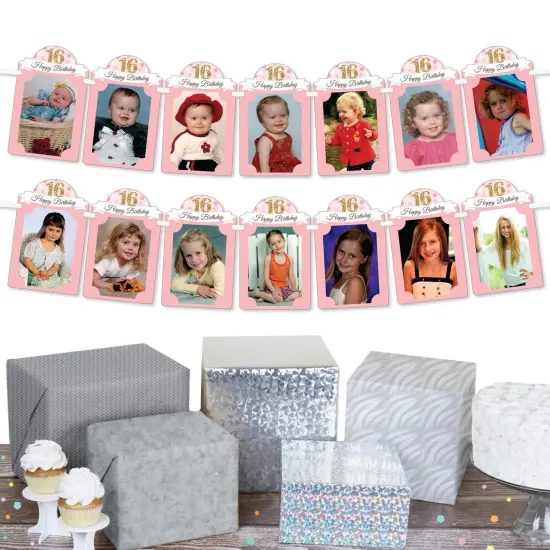 Big Dot of Happiness Sweet 16 - DIY 16th Birthday Party Decor - Picture Display - Photo Banner {3}