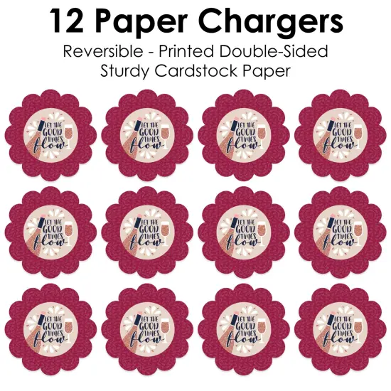 Big Dot of Happiness But First, Wine - Wine Tasting Party Round Table Decorations - Paper Chargers - Place Setting For 12 {7}