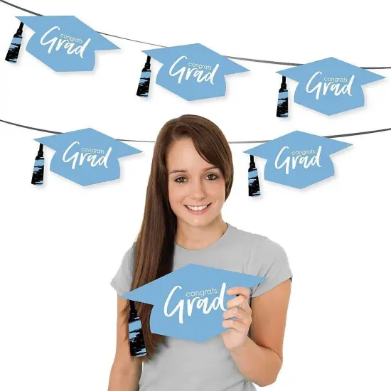 Big Dot of Happiness Light Blue Graduation Hat Decorations - DIY Large Party Essentials - 20 Count {3}