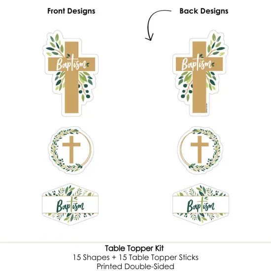 Big Dot of Happiness Baptism Elegant Cross - Religious Party Centerpiece Sticks - Table Toppers - Set of 15 {6}