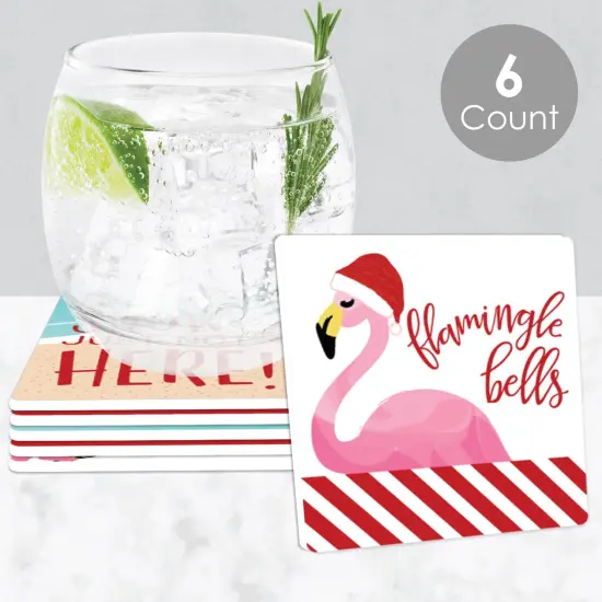 Big Dot of Happiness Flamingle Bells - Funny Tropical Christmas Party Decorations - Drink Coasters - Set of 6 {3}
