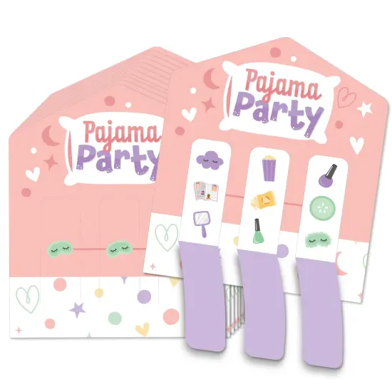 Big Dot of Happiness Pajama Slumber Party - Girls Sleepover Birthday Party Game Pickle Cards - Pull Tabs 3-in-a-Row - Set of 12 {1}