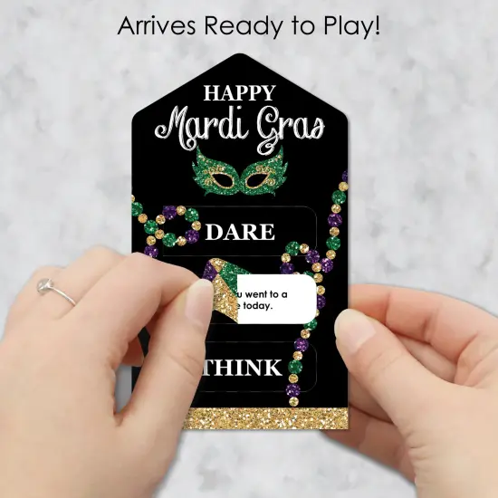 Big Dot of Happiness Mardi Gras - Masquerade Party Game Pickle Cards - Dare, Drink, Think Pull Tabs - Set of 12 {3}