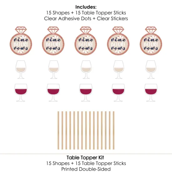 Big Dot of Happiness Vino Before Vows - Winery Bridal Shower or Bachelorette Party Centerpiece Sticks - Table Toppers - Set of 15 {7}