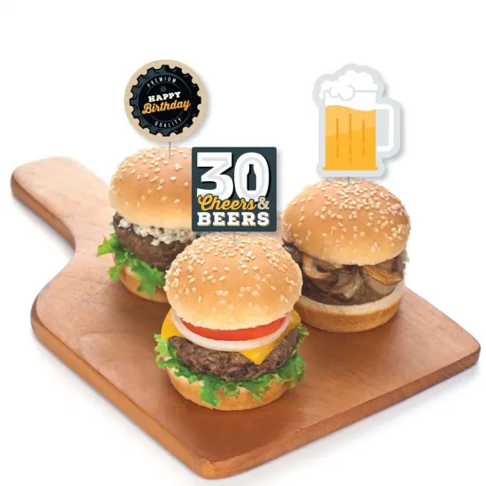 Big Dot of Happiness Cheers and Beers to 30 Years - Dessert Cupcake Toppers - 30th Birthday Party Clear Treat Picks - Set of 24 {4}