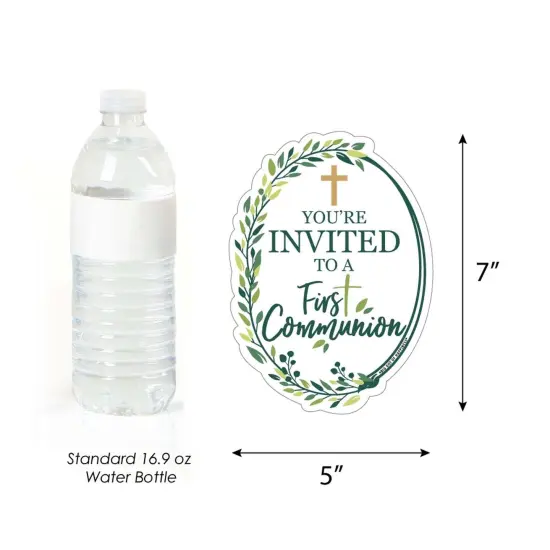 Big Dot of Happiness First Communion Elegant Cross - Shaped Fill-in Invitations - Religious Party Invitation Cards with Envelopes - Set of 12 {6}