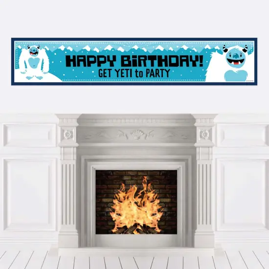 Big Dot of Happiness Yeti to Party - Abominable Snowman Happy Birthday Decorations Party Banner {1}
