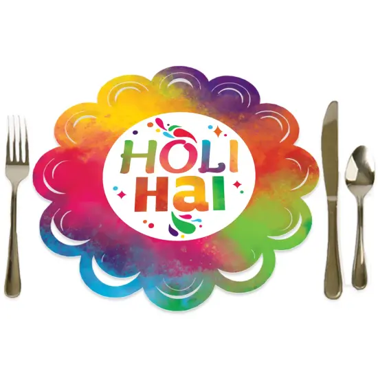 Big Dot of Happiness Holi Hai - Festival of Colors Party Round Table Decorations - Paper Chargers - Place Setting For 12 {1}