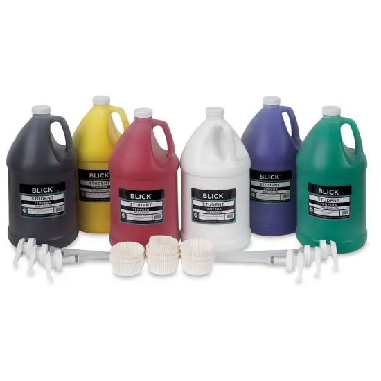 Blick Student Tempera Paints - Set of 6, Pump Kit, Basic Colors, Gallon {1}