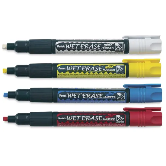 Pentel Wet Erase Chalk Markers - Primary Colors, Chisel Point, Set of 4 {2}