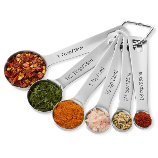 Last Confection Stainless Steel Measuring Spoons, Set of 6 for Dry Spices and Liquid Cooking & Baking Ingredients {1}