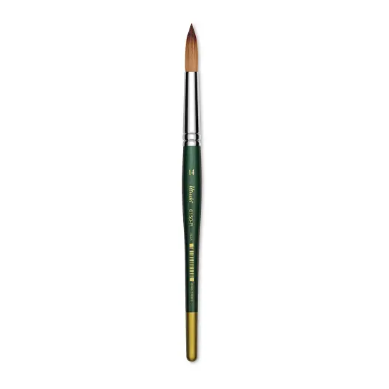 Utrecht Series 6150 Synthetic Golden Taklon Watercolor Brush - Round, Size 14, Short Handle {1}