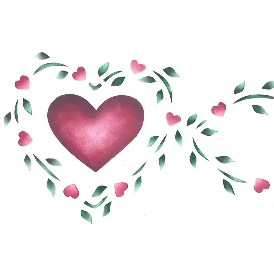 Hearts and Leaves Wall Stencil | 267 by Designer Stencils | Pattern Stencils | Reusable Stencils for Painting | Safe & Reusable Template for Wall Decor | Try This Stencil Instead of a Wallpaper | Easy to Use & Clean Art Stencil Pattern {2}