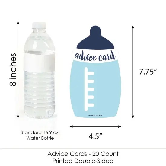 Big Dot of Happiness Baby Boy - Blue Bottle Baby Shower Advice Cards - Set of 20 {6}