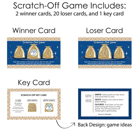 Big Dot of Happiness Ramadan - Eid Mubarak Al Siniya Game Scratch Off Cards - 22 Count {6}