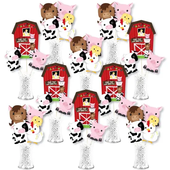 Big Dot of Happiness Farm Animals - Barnyard Baby Shower or Birthday Party Centerpiece Sticks - Showstopper Table Toppers - 35 Pieces {1}