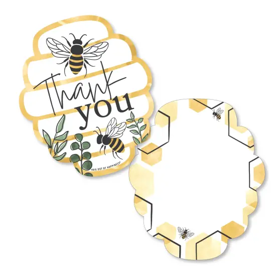 Big Dot of Happiness Little Bumblebee - Shaped Thank You Cards - Bee Baby Shower or Birthday Party Thank You Note Cards with Envelopes - Set of 12 {1}