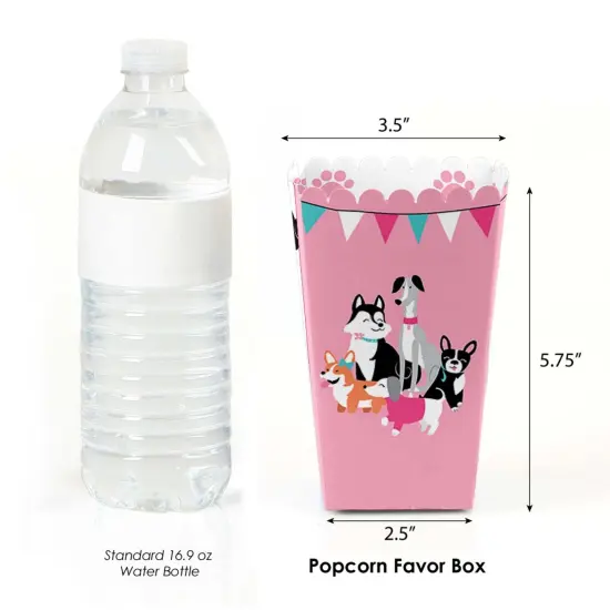 Big Dot of Happiness Pawty Like a Puppy Girl - Pink Dog Baby Shower or Birthday Party Favor Popcorn Treat Boxes - Set of 12 {3}