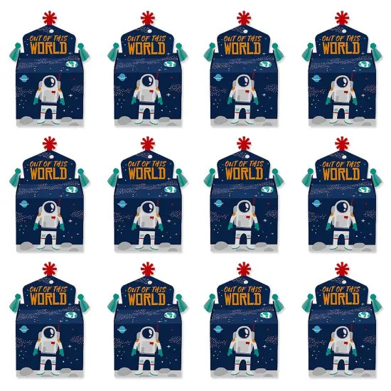 Big Dot of Happiness Blast Off to Outer Space - Treat Box Party Favors - Rocket Ship Baby Shower or Birthday Party Goodie Gable Boxes - Set of 12 {6}
