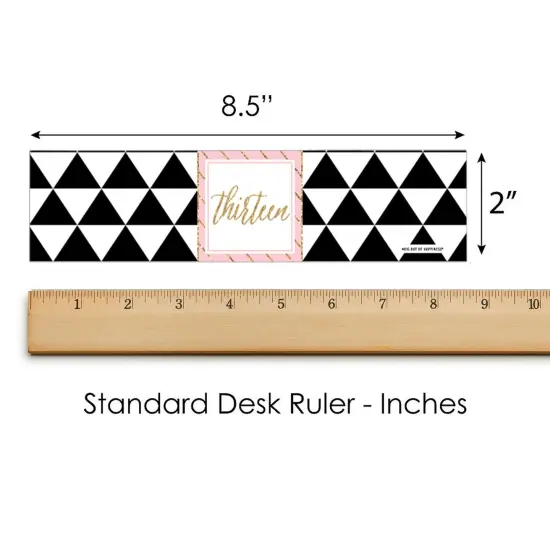 Big Dot of Happiness Chic 13th Birthday - Pink, Black and Gold - Birthday Party Water Bottle Sticker Labels - Set of 20 {6}
