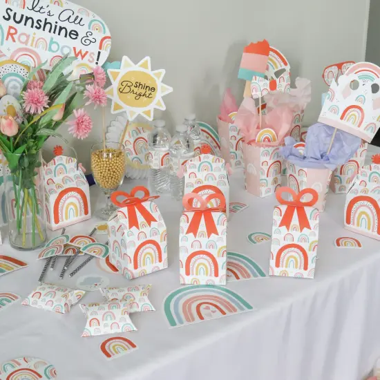 Big Dot of Happiness Hello Rainbow - Square Favor Gift Boxes - Boho Baby Shower and Birthday Party Bow Boxes - Set of 12 {3}