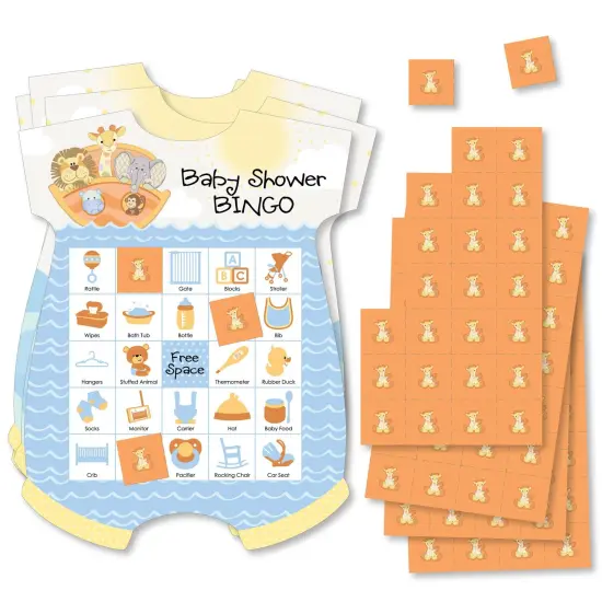 Big Dot of Happiness Noah&rsquo;s Ark - Picture Bingo Cards and Markers - Baby Shower Shaped Bingo Game - Set of 18 {1}