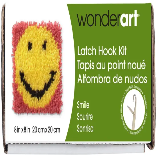 Wonderart Latch Hook Kit 8"X8"-Smile {1}