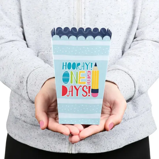 Big Dot of Happiness Happy 100th Day of School - 100 Days Party Favor Popcorn Treat Boxes - Set of 12 {6}