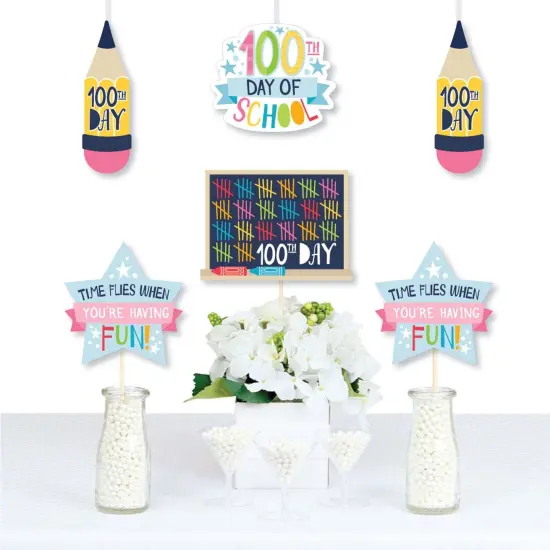Big Dot of Happiness Happy 100th Day of School - Pencil, Chalkboard and Star Decorations DIY 100 Days Party Essentials - Set of 20 {1}