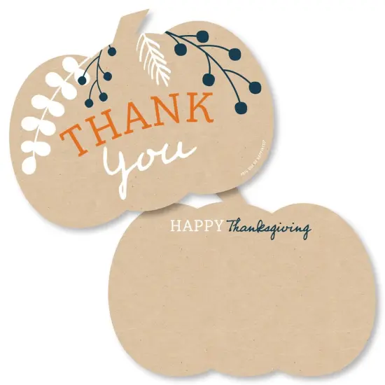 Big Dot of Happiness Happy Thanksgiving - Shaped Thank You Cards - Fall Harvest Party Thank You Note Cards with Envelopes - Set of 12 {1}