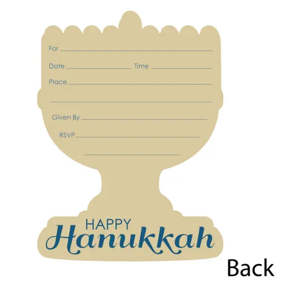 Big Dot of Happiness Happy Hanukkah - Shaped Fill-in Invitations - Chanukah Invitation Cards with Envelopes - Set of 12 {4}
