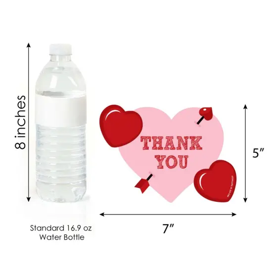 Big Dot of Happiness Conversation Hearts - Shaped Thank You Cards - Valentine's Day Party Thank You Note Cards with Envelopes - Set of 12 {7}