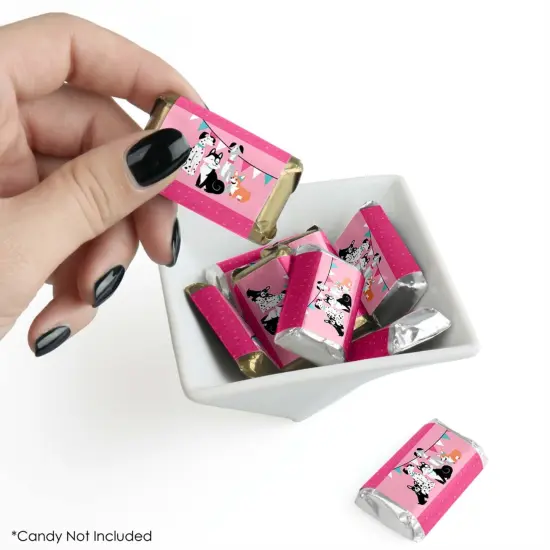 Big Dot of Happiness Pawty Like a Puppy Girl - Mini Candy Bar Wrapper Stickers - Pink Dog Baby Shower or Birthday Party Small Favors - 40 Count {3}