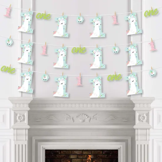 Big Dot of Happiness 1st Birthday Whole Llama Fun - Llama Fiesta First Birthday Party DIY Decorations - Clothespin Garland Banner - 44 Pieces {4}