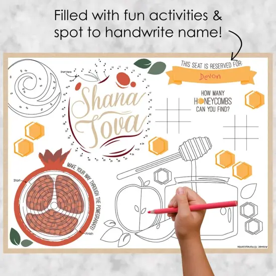 Big Dot of Happiness Rosh Hashanah - Paper New Year Coloring Sheets - Activity Placemats - Set of 16 {3}