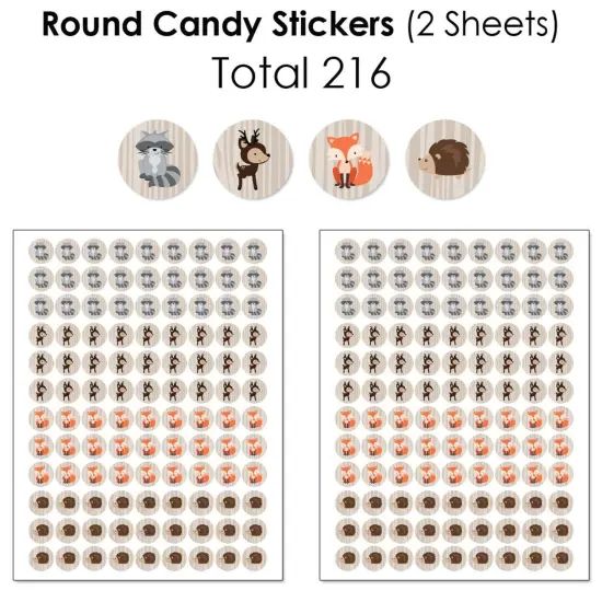 Big Dot of Happiness Woodland Creatures - Baby Shower or Birthday Party Candy Favor Sticker Kit - 304 Pieces {6}