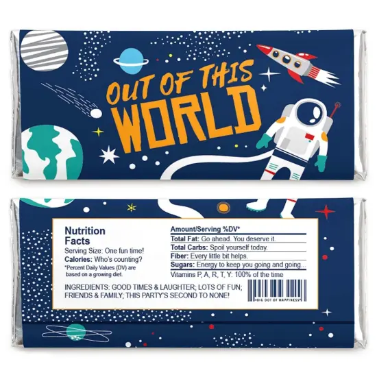 Big Dot of Happiness Blast Off to Outer Space - Candy Bar Wrapper Rocket Ship Baby Shower or Birthday Party Favors - Set of 24 {4}