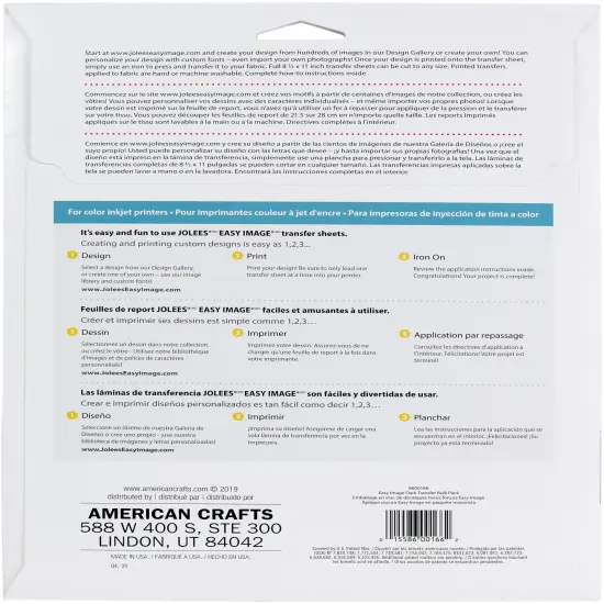 Jolee's Easy Image Transfer Sheets 8.5"X11" 12/Pkg-For Dark Fabrics {3}