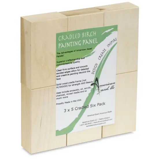 American Easel Painting Panel Pack - 3" x 5" x 1 5/8", Wood, Deep, Pkg of 6 {2}