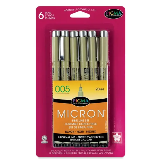 Sakura Pigma Micron Pens - Set of 6, Black, 005 {1}