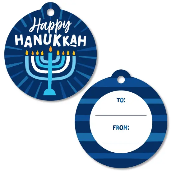 Big Dot of Happiness Hanukkah Menorah - Chanukah Holiday Party To and From Favor Gift Tags (Set of 20) {1}