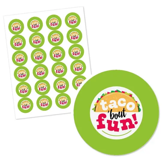 Big Dot of Happiness Taco 'Bout Fun - Fiesta Circle Sticker Labels - 24 Count {3}