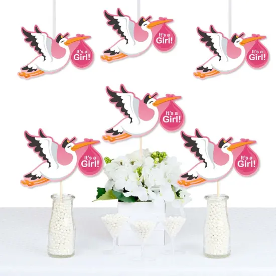 Big Dot of Happiness Girl Special Delivery - Decorations DIY Pink It's a Girl Stork Baby Shower Party Essentials - Set of 20 {1}