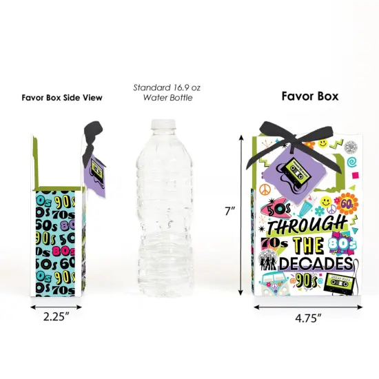 Big Dot of Happiness Through the Decades - 50s, 60s, 70s, 80s, and 90s Party Favor Boxes - Set of 12 {3}