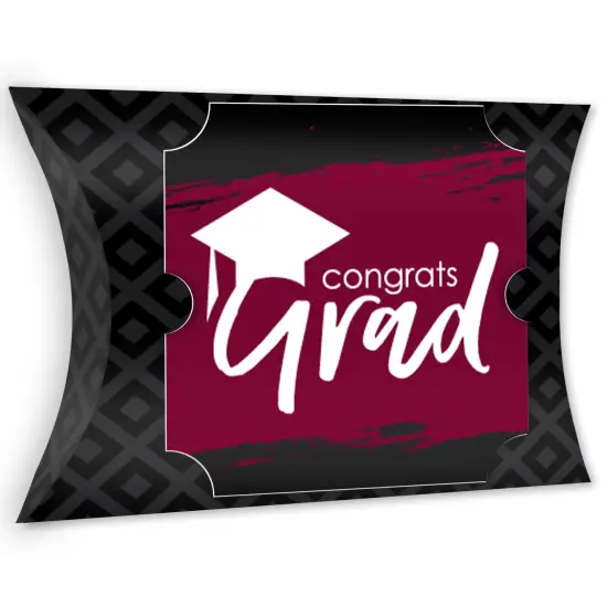 Big Dot of Happiness Maroon Grad - Best is Yet to Come - Favor Gift Boxes - Burgundy Graduation Party Large Pillow Boxes - Set of 12 {1}