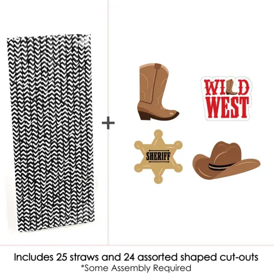 Big Dot of Happiness Western Hoedown - Paper Straw Decor - Wild West Cowboy Party Striped Decorative Straws - Set of 24 {4}