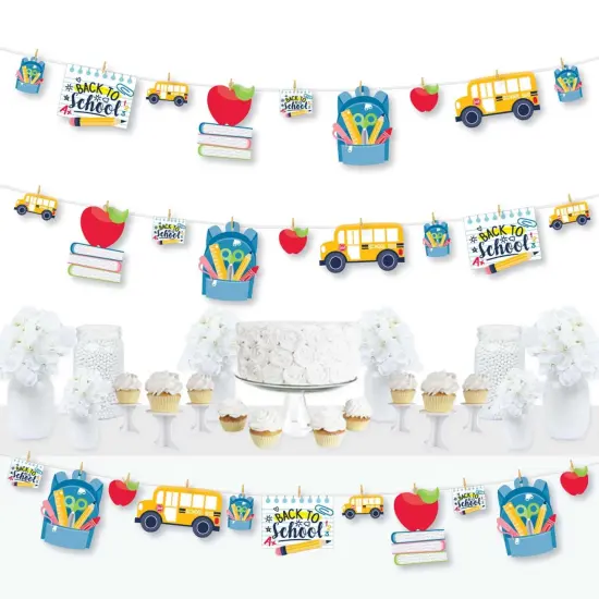 Big Dot of Happiness Back to School - First Day of School Classroom DIY Decorations - Clothespin Garland Banner - 44 Pieces {1}