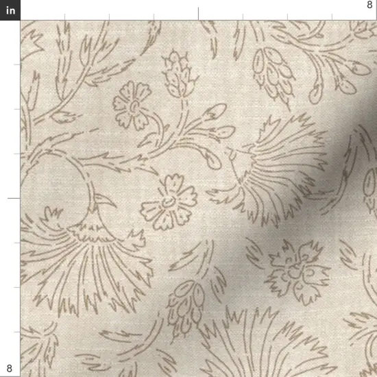 Various Fabrics by the Yard or Fat Quarter Boho Taupe Floral Bohemian Neutral Faux Woven Look Rustic Flowers India Inspired Custom Printed Fabric by Spoonflower {4}