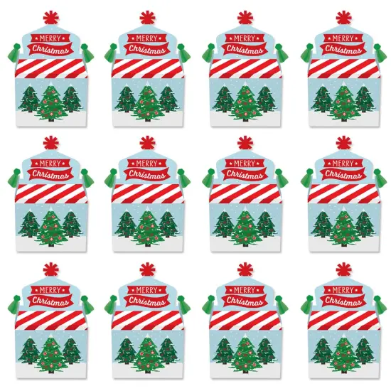 Big Dot of Happiness Snowy Christmas Trees - Treat Box Party Favors - Classic Holiday Party Goodie Gable Boxes - Set of 12 {6}